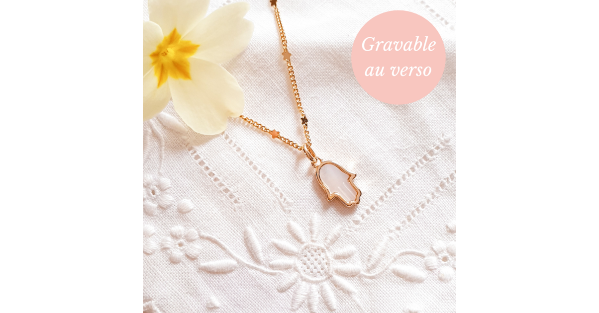 Collier Ancien Main De Fatma Plaqué Or Avec Perle Akoya – Longueur 56-60 Cm, Poinçon Français